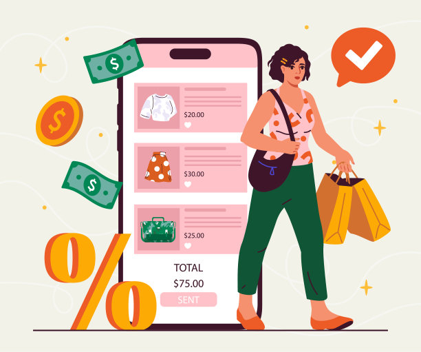 网上购物矢量的女人图片下载