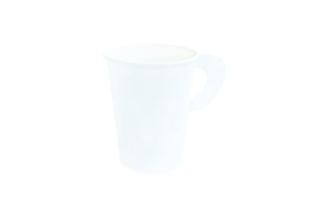 白色背景上孤立的白色咖啡杯，带手柄的白色纸杯图片下载