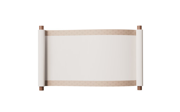 空白中国古代卷轴横幅，3d渲染。图片下载