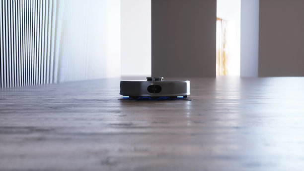 吸尘器机器人可自动清洁家用、地板。3 d渲染。图片下载