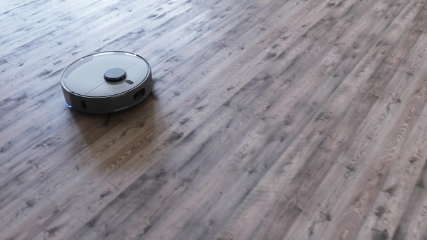 吸尘器机器人可自动清洁家用、地板。3 d渲染。图片下载