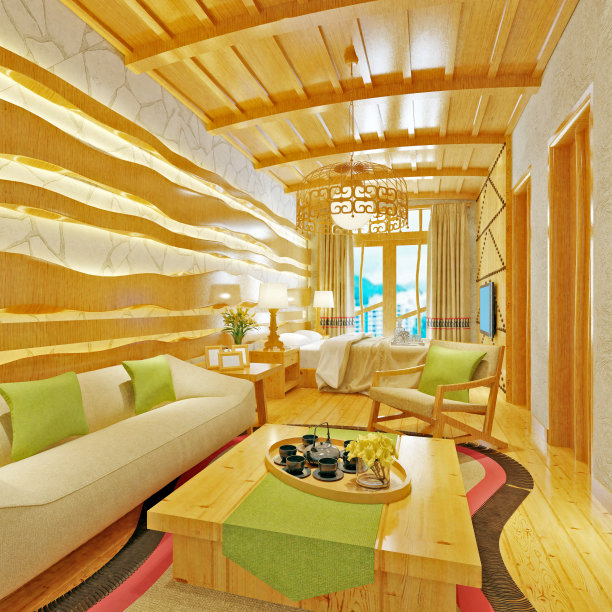 现代卧室的3d渲染图片下载