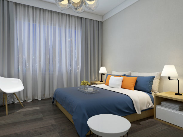 现代卧室的3d渲染图片下载