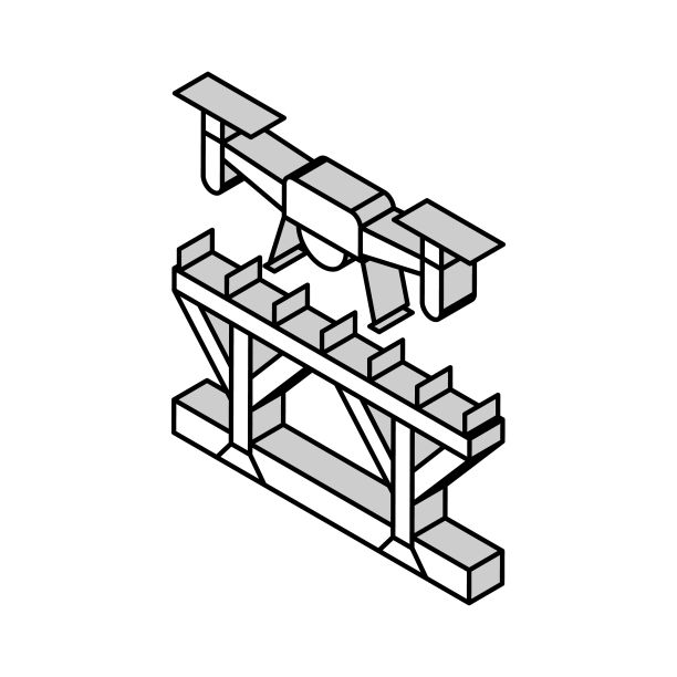 桥梁检查无人机等距图标矢量插图图片下载