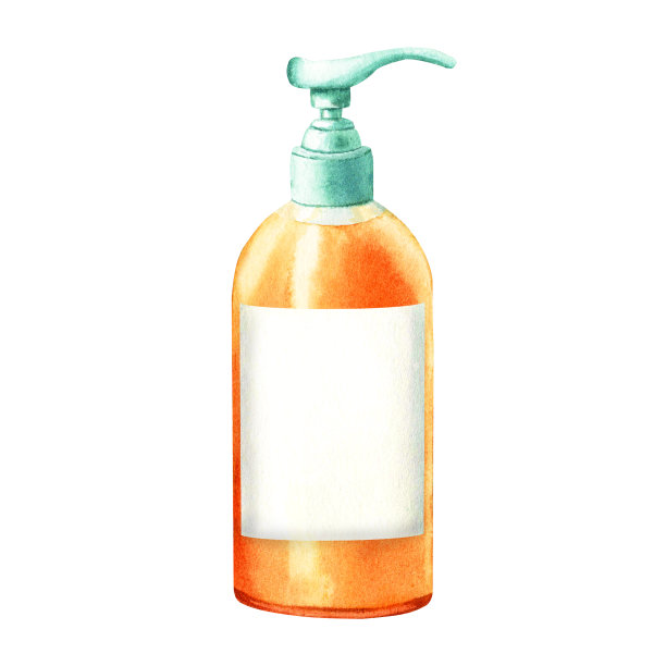 厨房或浴室用全碟皂或洗手液分配器。手绘水彩插图孤立的白色背景。用于剪贴画标签包图片下载