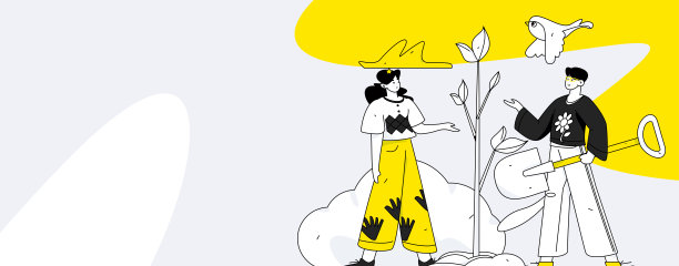 平面字符矢量概念操作手绘插图植树节植树在春天图片下载