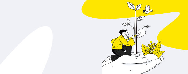 平面字符矢量概念操作手绘插图植树节植树在春天图片下载