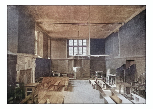 古董伦敦的照片:哈罗公学，四年级教室图片下载