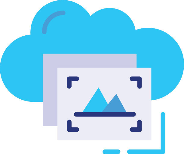 远程地址的照片矢量图标设计，网页设计和开发符号，用户界面或图形标志，网站工程插图，图片上传或浏览从云概念，图片下载