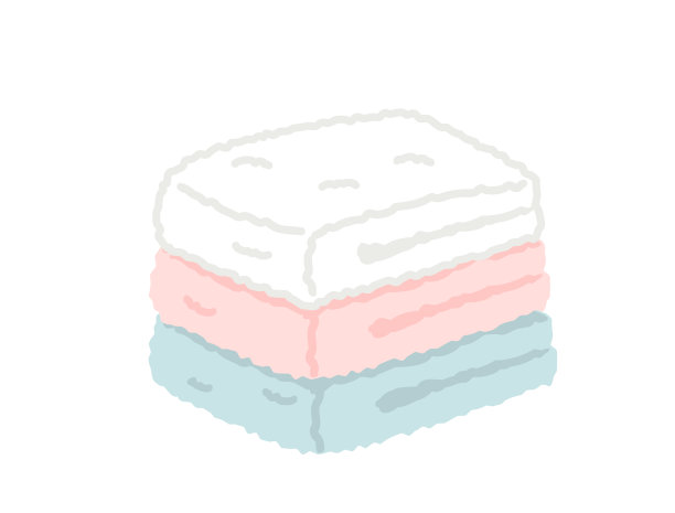 三种颜色的蓬松毛巾和浴巾插图图片下载