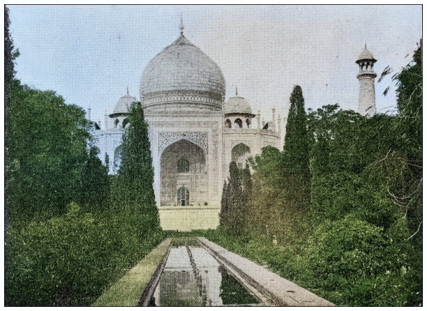 世界地标的古色古香照片(大约1894年):印度阿格拉的泰姬陵图片下载