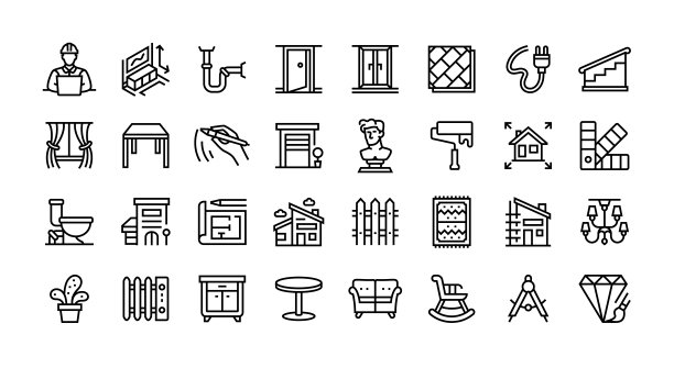 建筑线条图标集图片下载