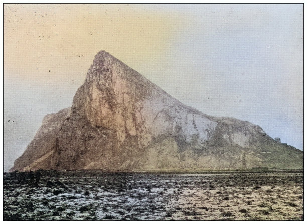 世界地标的古色古香照片(大约1894年):直布罗陀岩石图片下载