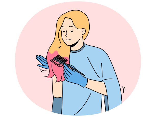 微笑的女人在家里染发图片下载