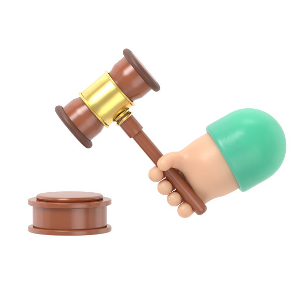 卡通手势图标模型。正义。手握法官的小木槌。3D插画平面风格设计。法律的象征。西装革履的商人举行拍卖。白色背景的3D渲染。图片下载