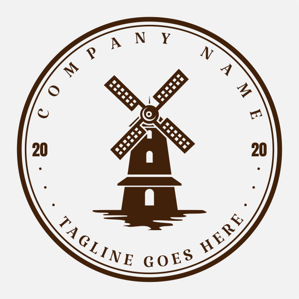 复古复古风车农场徽章标签设计图片下载