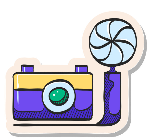 手绘贴纸风格图标旧相机图片下载