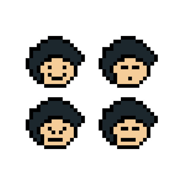 可爱的像素卡通脸8位人物脸情绪情绪生活方式向量情感装饰脸男孩情绪情绪8位男性男孩大头游戏向量。图片下载