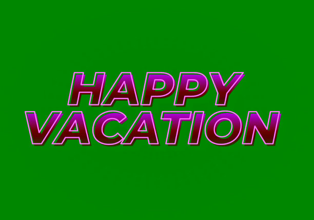 快乐的假期。文字效果在吸引眼球的颜色与3D风格图片下载