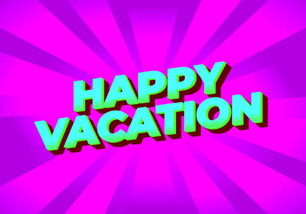 快乐的假期。文字效果在吸引眼球的颜色与3D风格图片下载