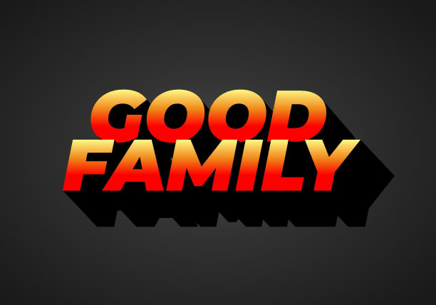 良好的家庭。文字效果与醒目的颜色和3D效果图片下载