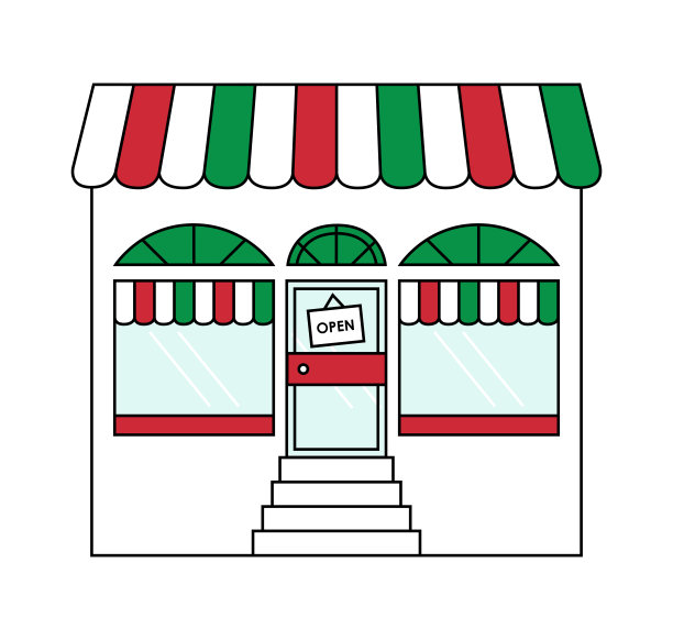 打开门和显示窗口矢量插图图片下载