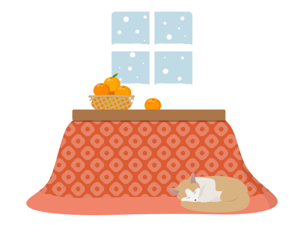 冬天的房间——小丸子、橘子和猫图片下载