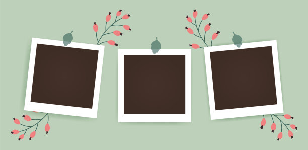 春季花卉相框模型。摄影集模板。春空意象留念。空白现实明信片的妇女和母亲节。矢量剪贴簿与粉彩花在平面风格。图片下载
