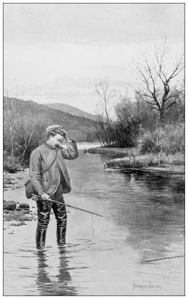 1897年的运动和消遣:淡水钓鱼，断鱼竿图片下载