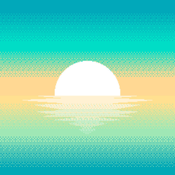 热带日落像素风格。景观背景。矢量插图。图片下载