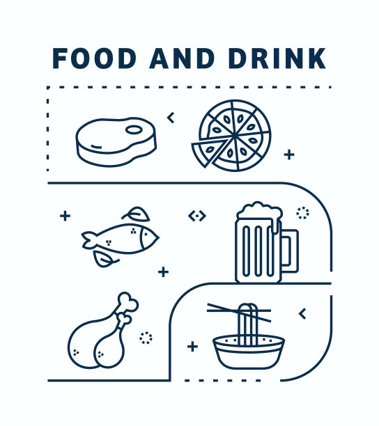 食品和饮料相关的矢量横幅设计概念。全局多球体随时可用的模板。网页横幅，网站标题，杂志，移动应用程序等。现代设计。图片下载