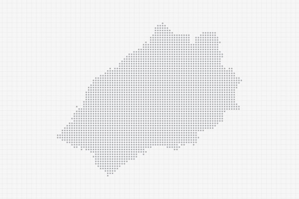 灰色的圣赫勒拿岛像素点地图。半色调网点概念。矢量图EPS10图片下载