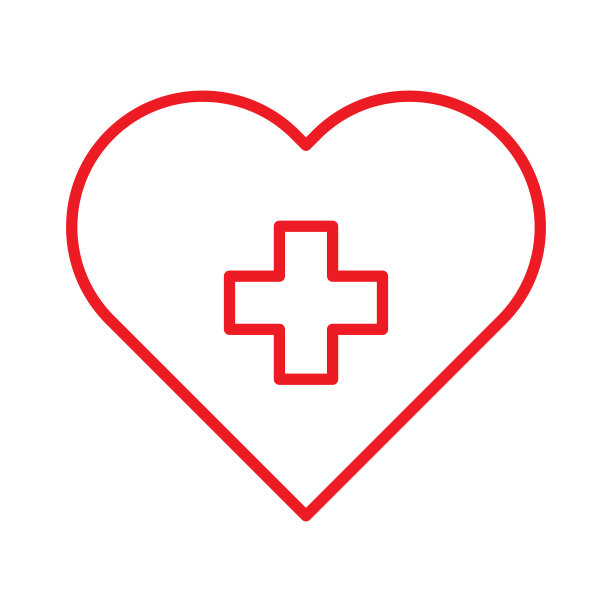 红色线心形与十字内图片下载