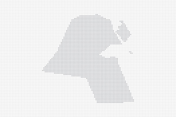 科威特的灰色像素点图。半色调网点概念。矢量图EPS10图片下载