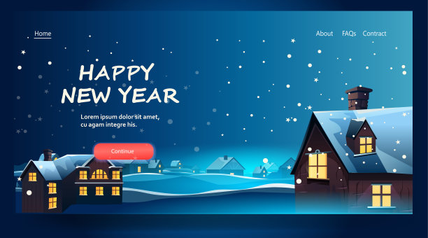 白雪皑皑的夜晚，村舍村舍新年庆祝模板横向复制空间图片下载