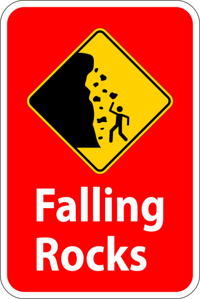 道路警告标志、落石、落冰图片下载