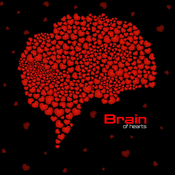 红心的抽象大脑。情人节图片下载