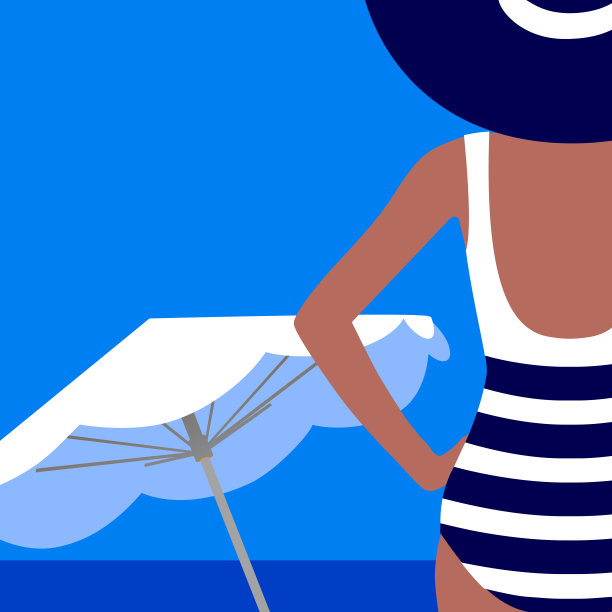 海滩上穿着泳装的美女。图片下载