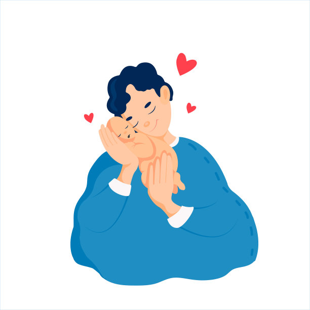 一个快乐的父亲用爱和关怀拥抱着刚出生的婴儿图片下载