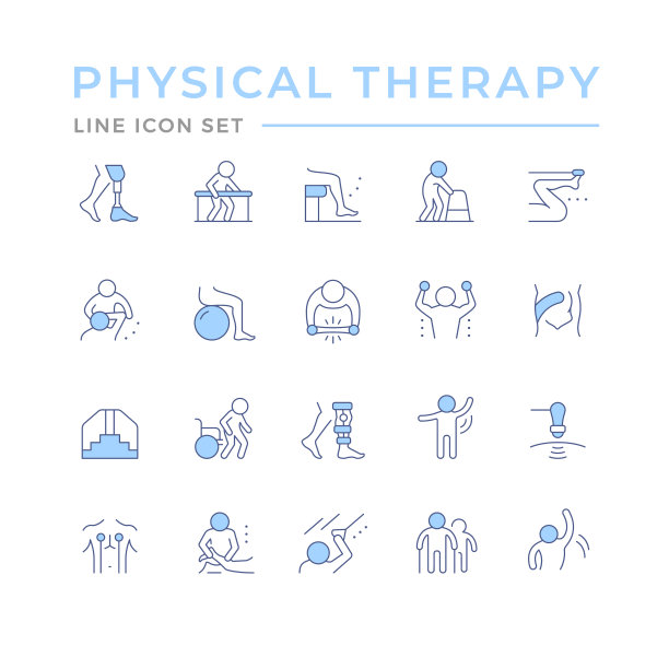 设置物理治疗的彩色线图标图片下载