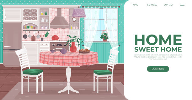 厨房。在厨房里，家庭的幸福是在精心布置的炊具中找到的图片下载