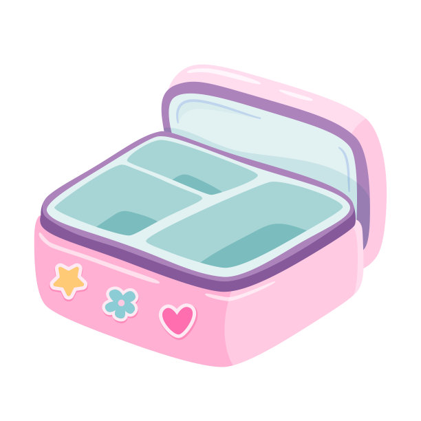 空开粉红色的午餐盒矢量插图。学校或办公室的食品容器。儿童或学生早餐，午餐，晚餐盒。盒饭。自制的营养。健康食物概念图片下载