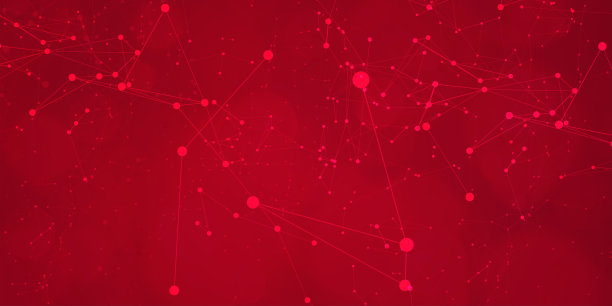 数字技术未来互联网网络连接红色背景，抽象云网络信息通信，Ai大数据科学，创新未来科技，线点插画矢量3d图片下载