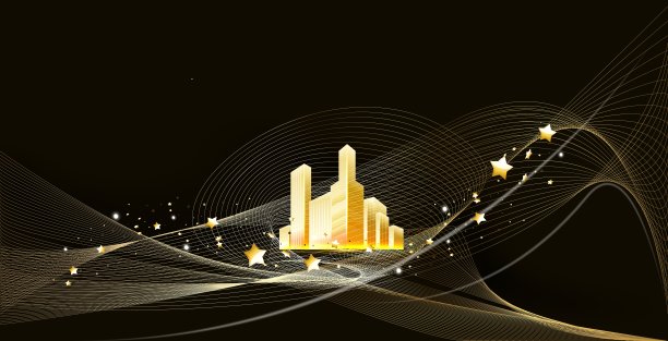 金色城市夜景，矢量图片下载