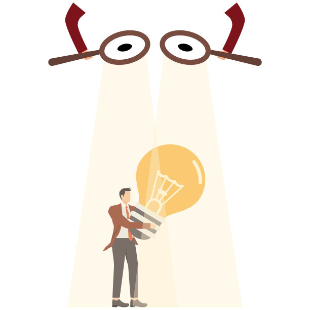 有创造力的商人拿着一个伟大的想法灯泡被许多眼球所观察图片下载