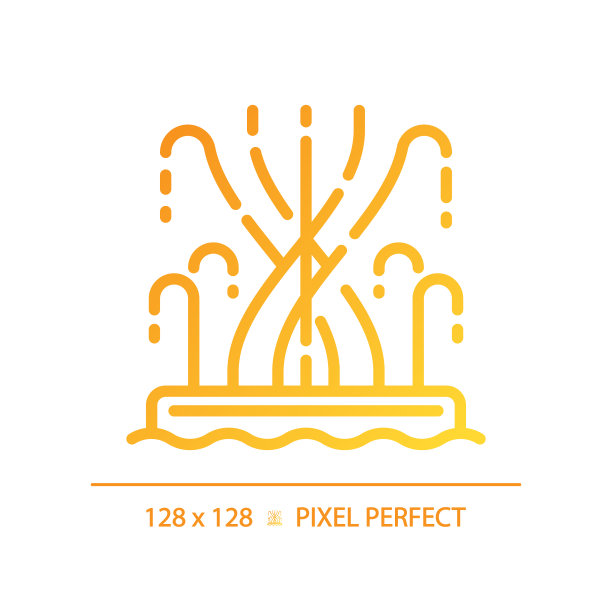 迪拜喷泉梯度线性矢量图标图片下载