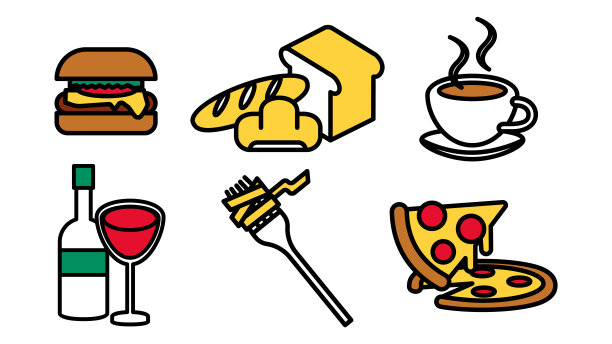 插图的简单线条画图标集A图片下载