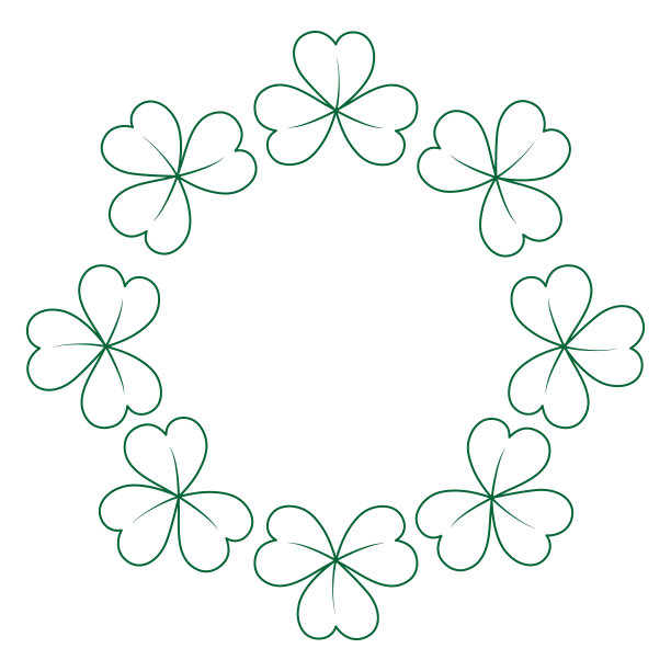 抽象圆形边框轮廓绘制三叶草。副本的空间。圣帕特里克问候的概念图片下载