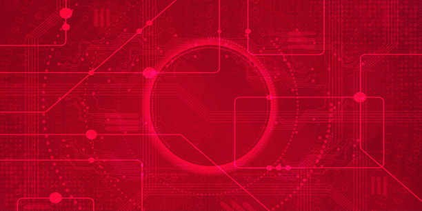 数字技术未来互联网网络连接红色背景，抽象云网络信息通信，Ai大数据科学，创新未来科技，线点插画矢量3d图片下载