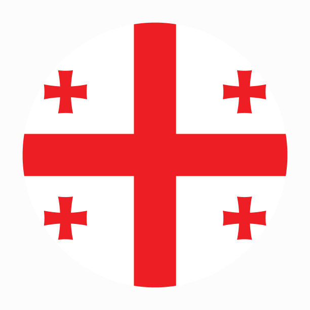 格鲁吉亚国旗。国旗图标。标准颜色。圆形图标标志。3 d演示。电脑插图。数码插图。矢量插图。图片下载